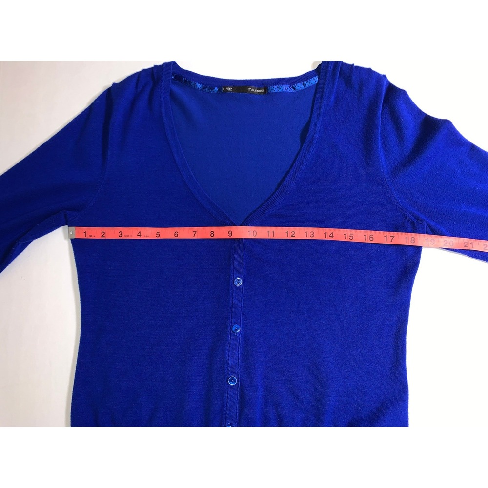 Maurices Womens Royal Blue V-Neck Button Front 3/4 Sleeve Cardigan Sweater Large - Picture 11 of 16